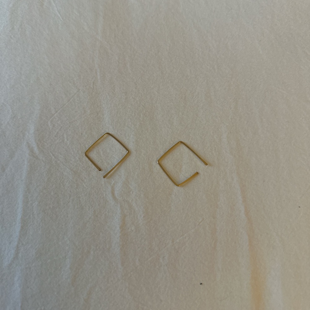 Simple Gold Geometric Square Hoop Earrings